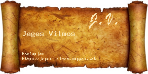 Jeges Vilmos névjegykártya